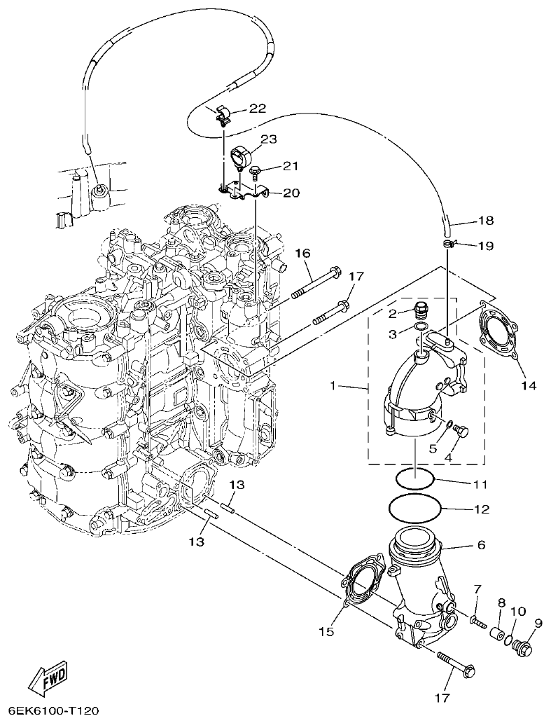 Yamaha F130AET, FL130AET EXHAUST parts diagram